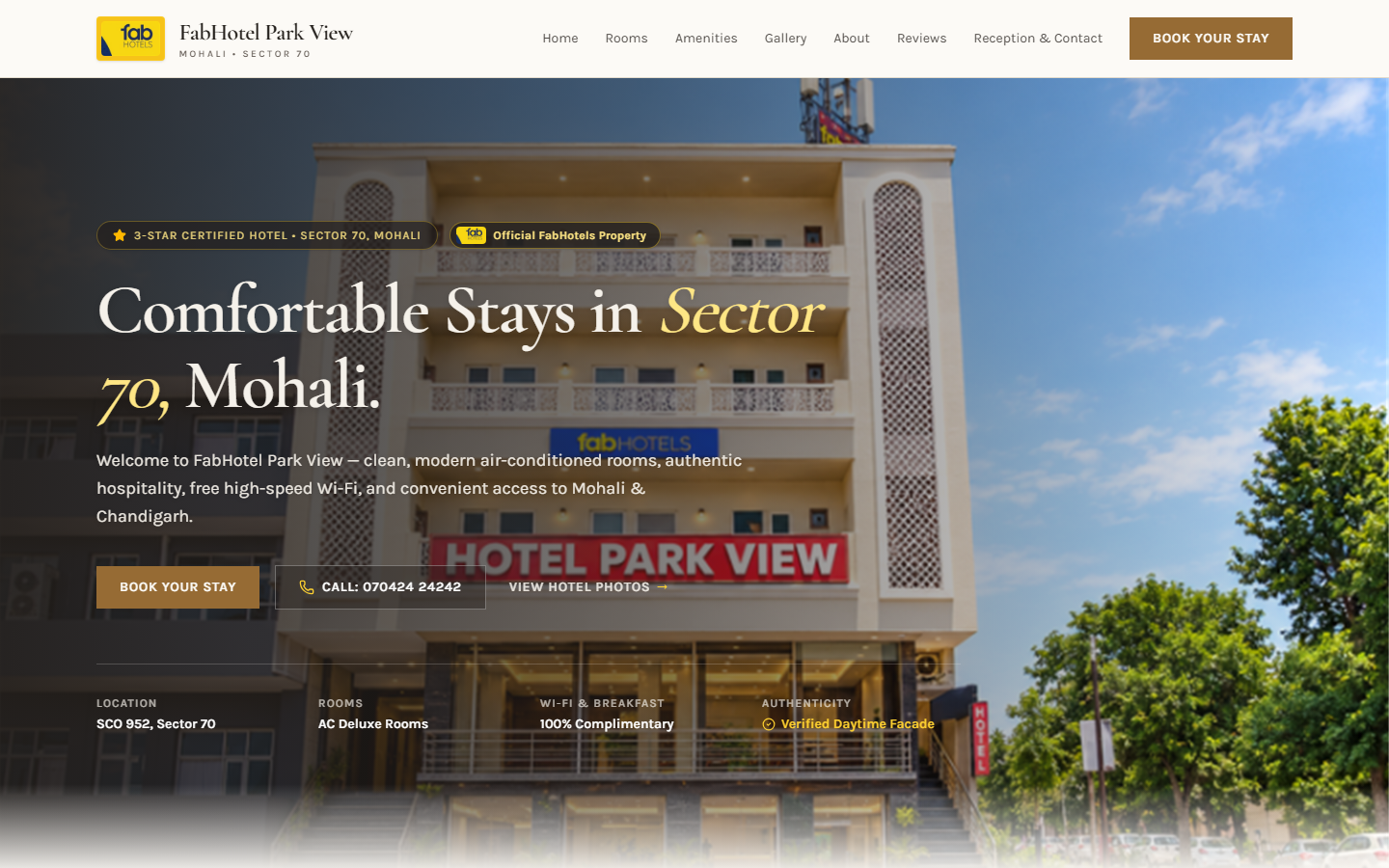 FabHotel Park View website preview