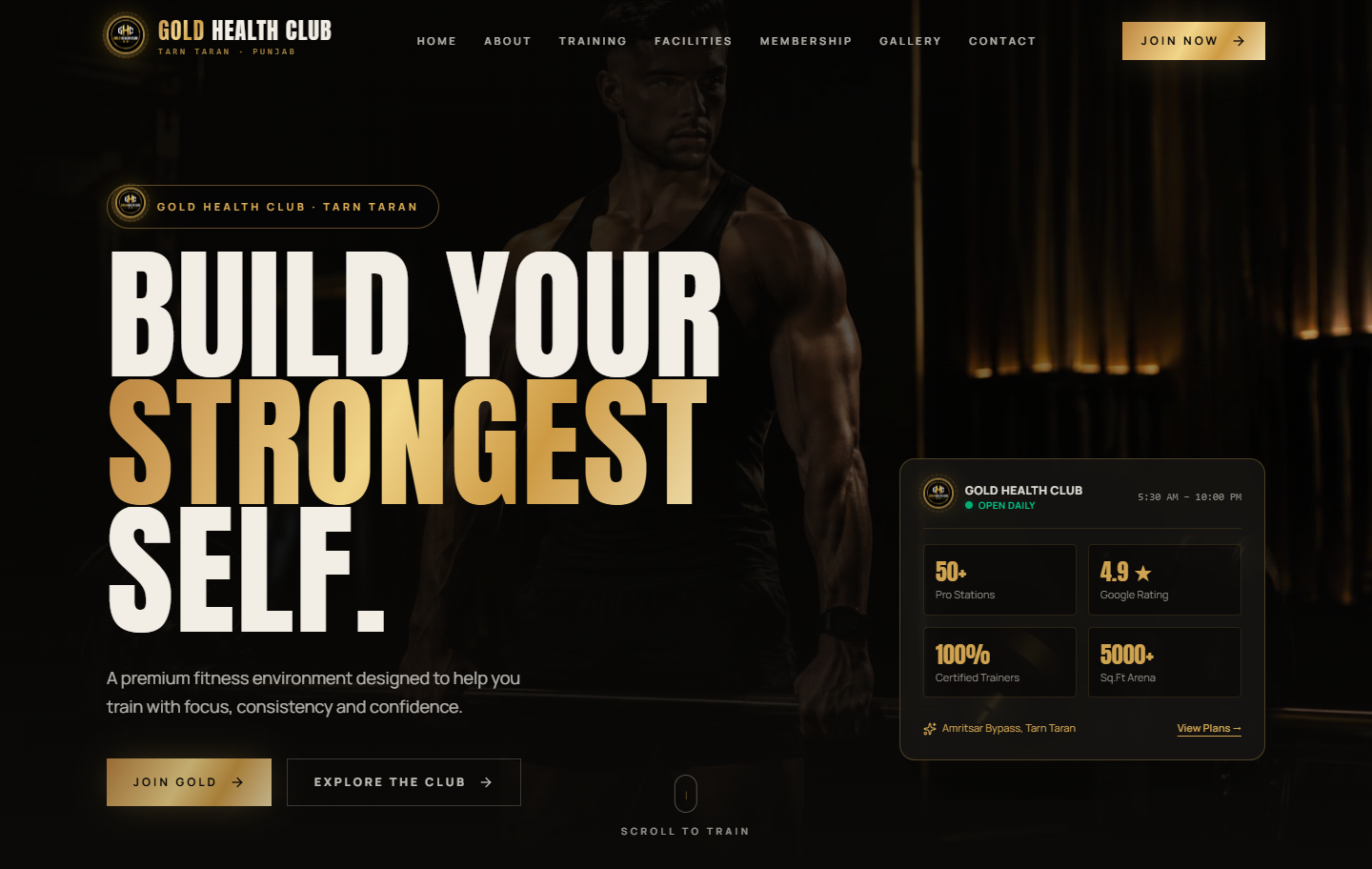 Gold Health Club premium gym website
