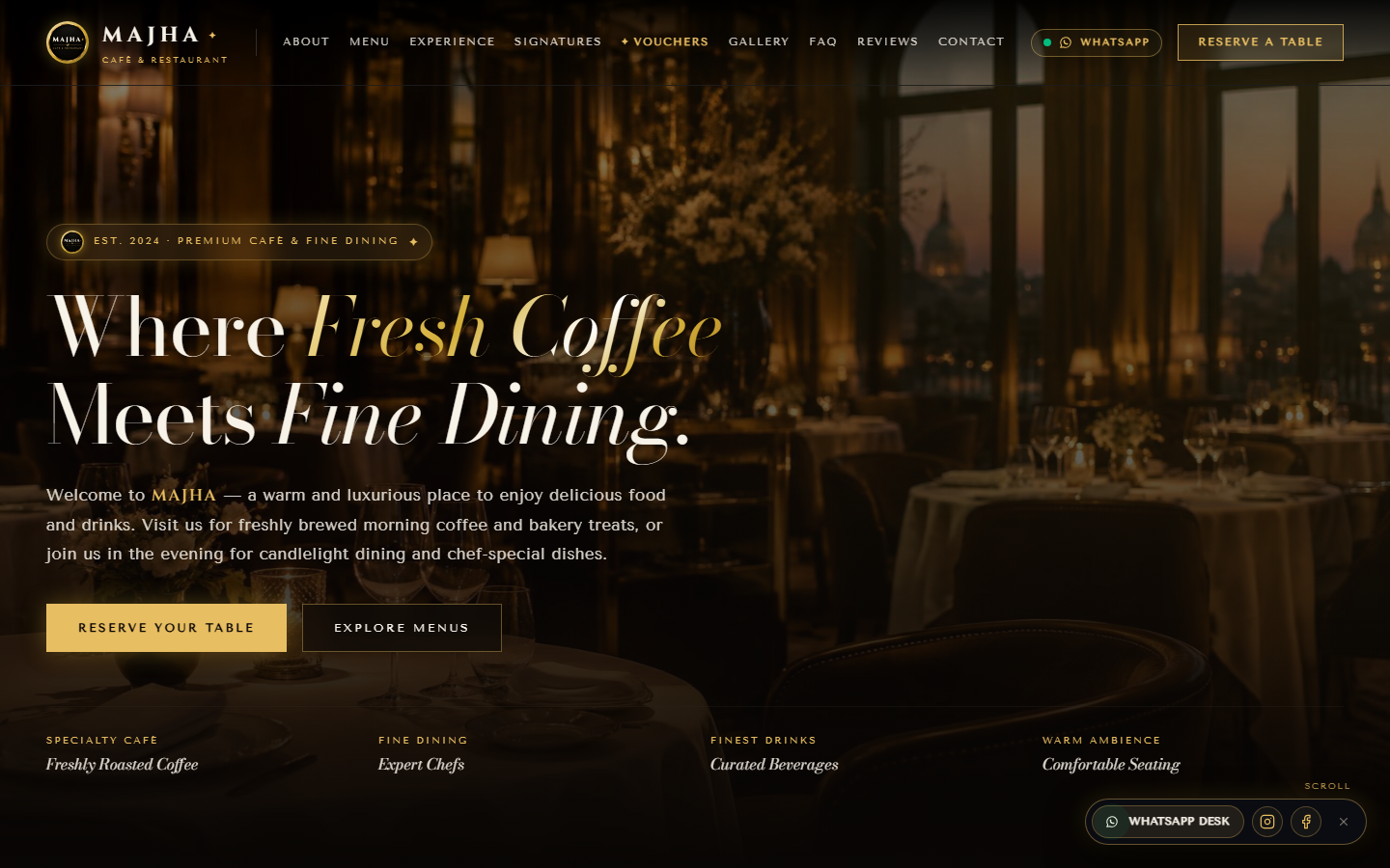 MAJHA Café & Restaurant website